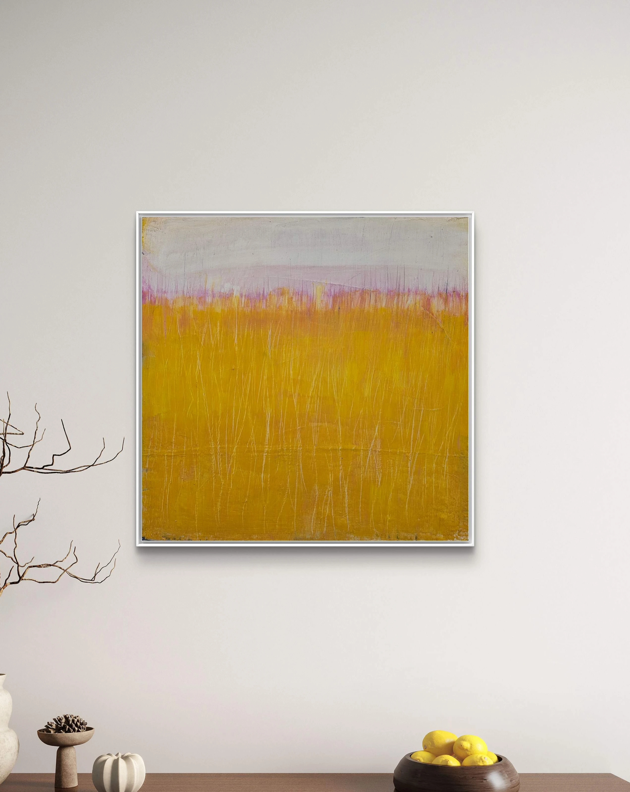 Sommerwiese – Abstrakte Studie in Gelb | Originalgemälde 70 × 70 cm