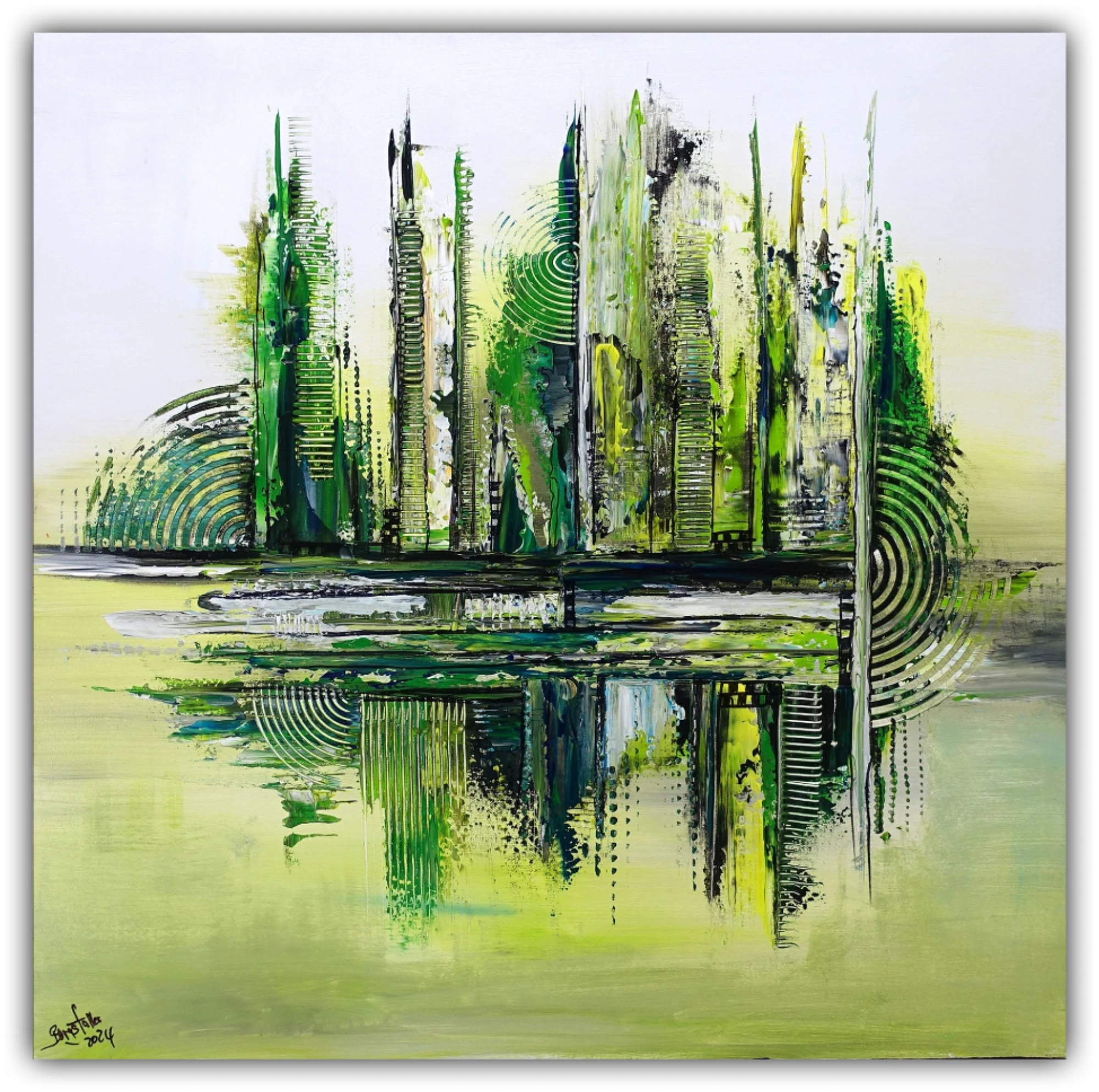 Alexandra Brehm Atelier Burgstallers-Art | Alles auf Grün abstraktes Bild handgemalt Abstrakte Kunst Leinwandbild