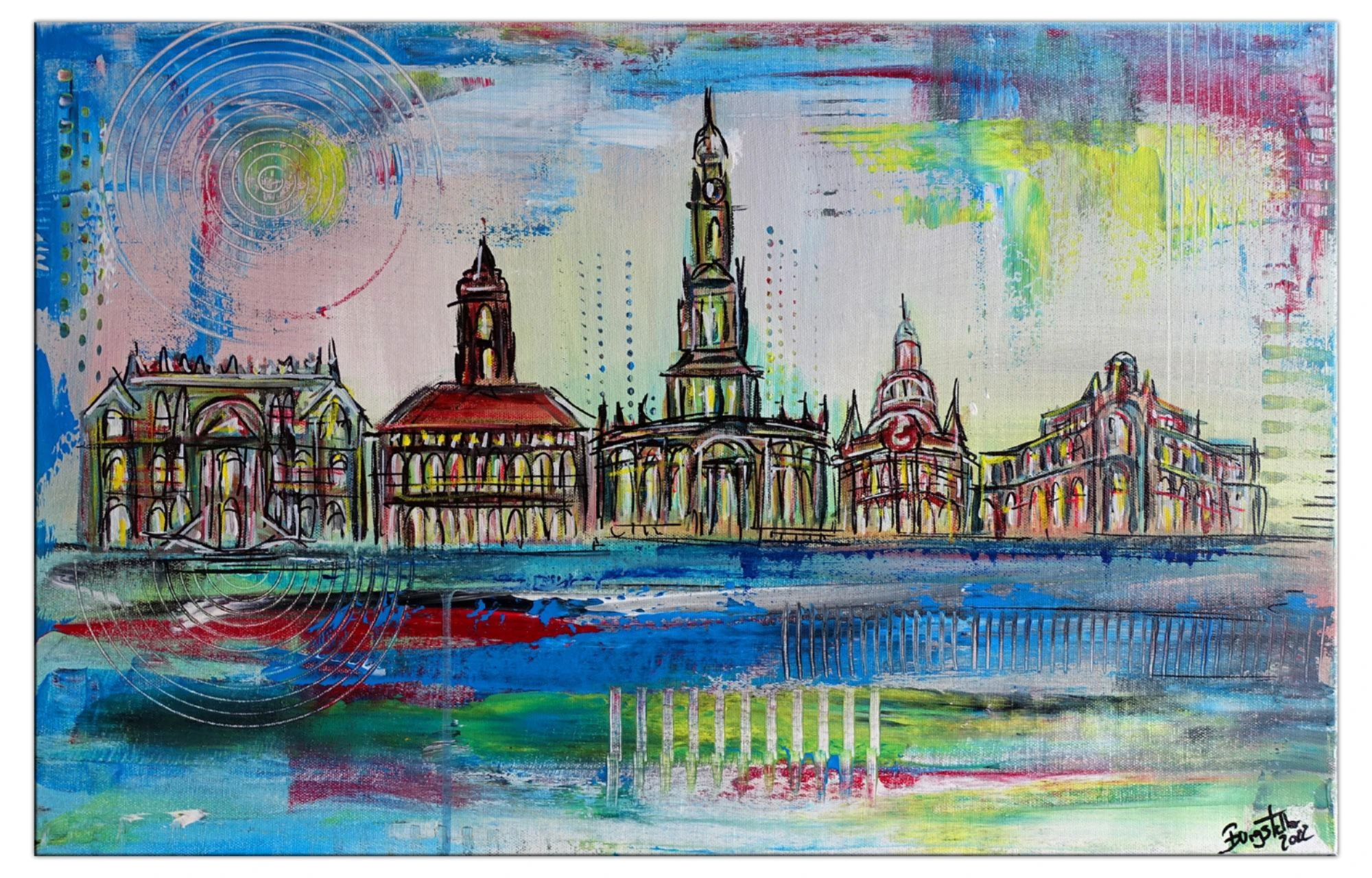 Dresden Wandbild abstrakt handgemalt Acrylgemälde Unikat Kunstbild 