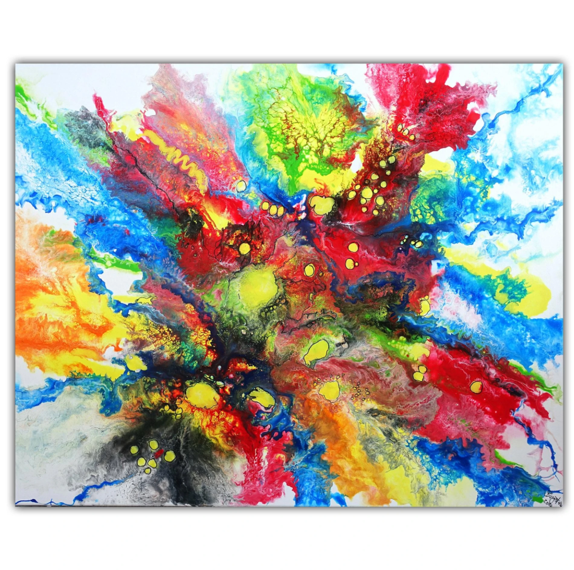 El Paso abstrakte Kunst Leinwandbild bunt Fluid Art Pouring Original Gemälde