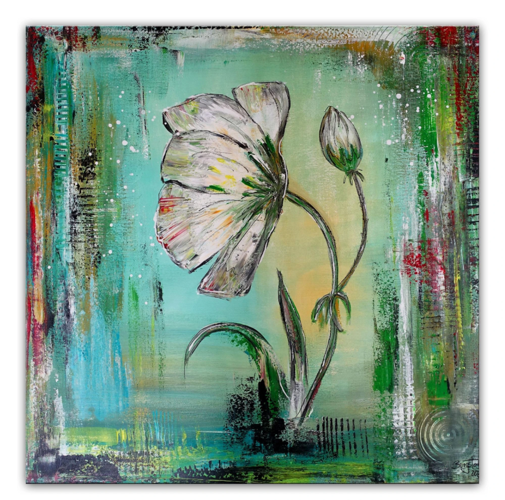 Eustoma Blumenbild Blumen Gemälde Malerei Original Acrylbild