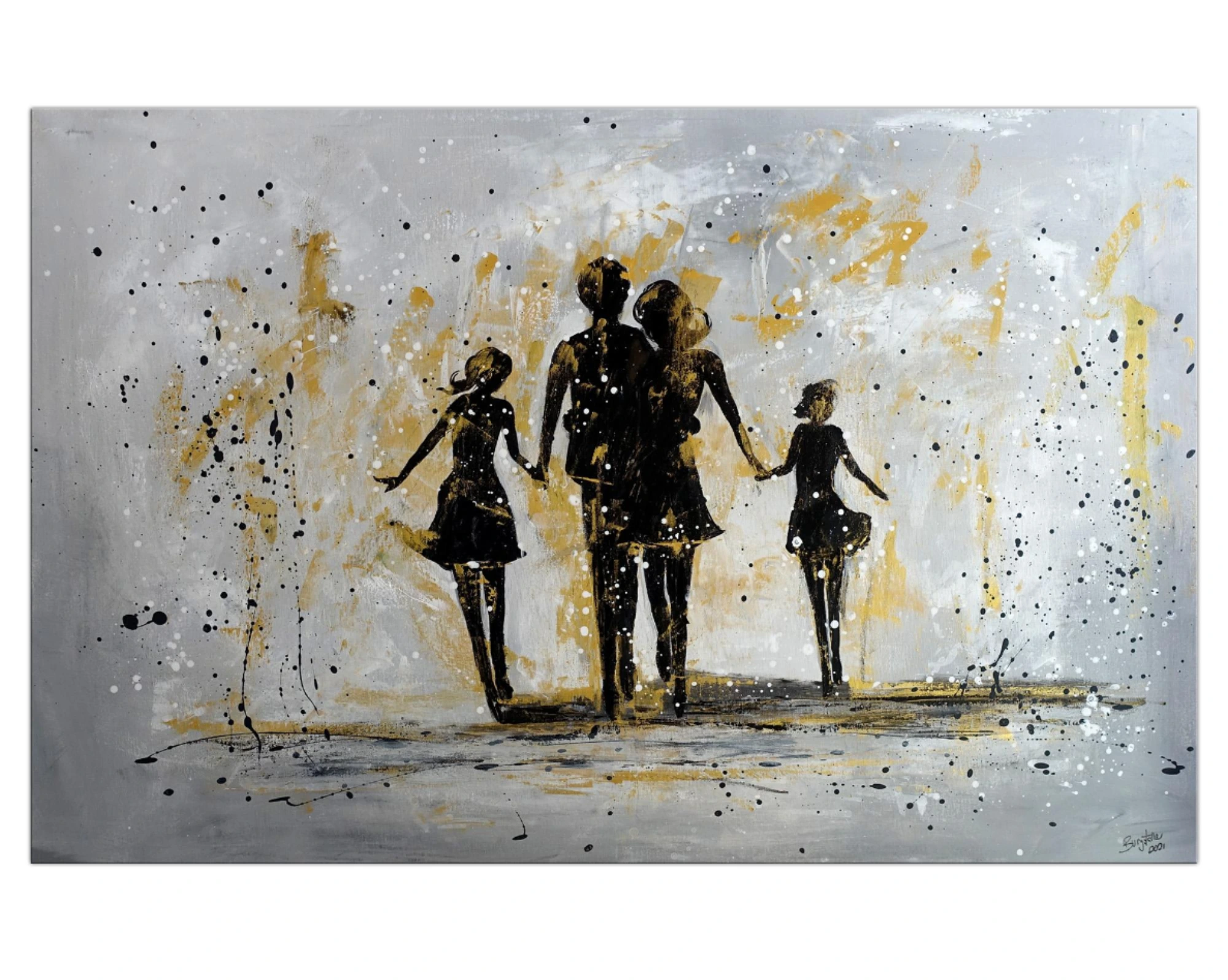 Familien Harmonie Menschen Eltern Kinder Bild Malerei Gemälde Modernes Kunst Unikat 