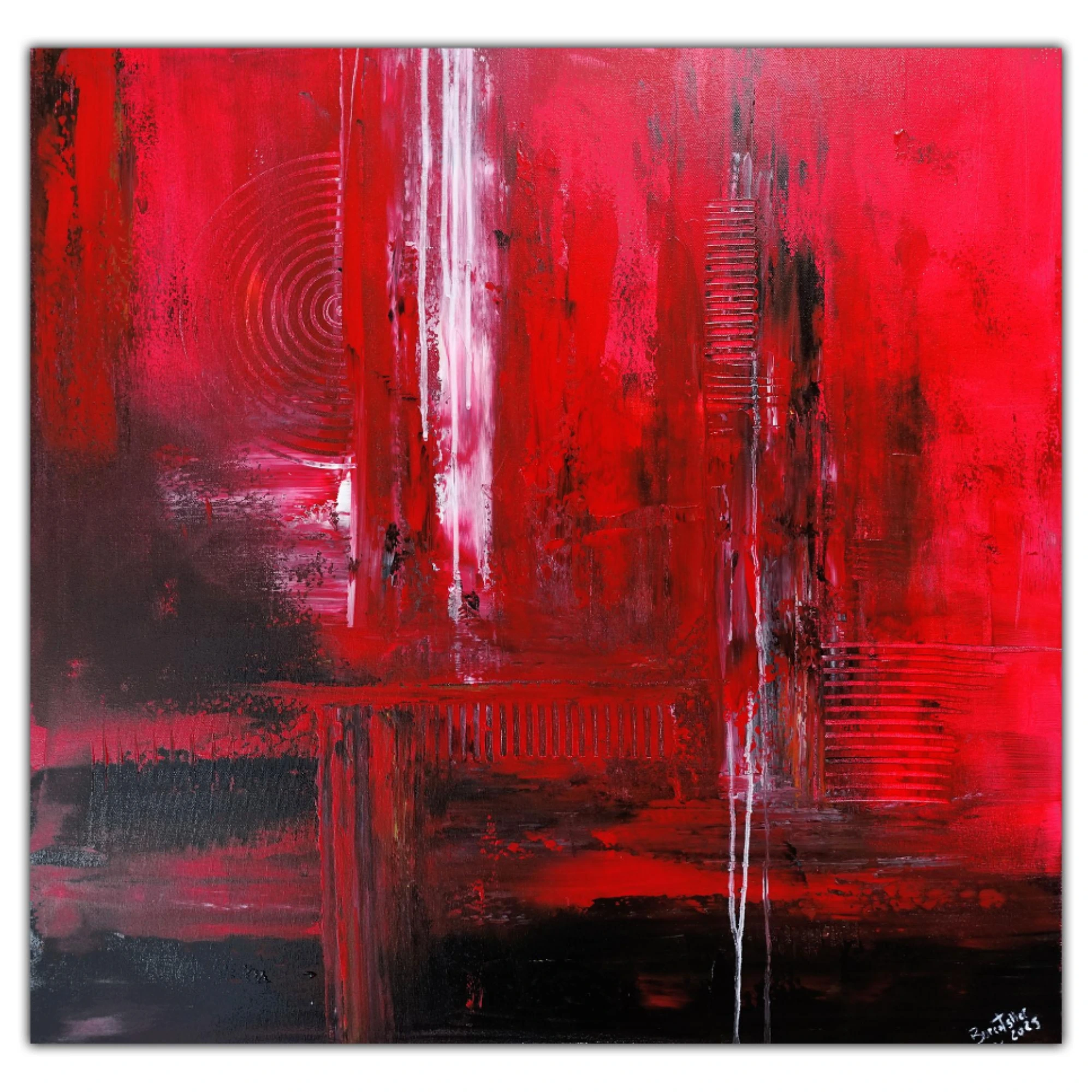 Feuerrot - rotes abstraktes Bild Leinwand handgemalt Acrylgemälde Original
