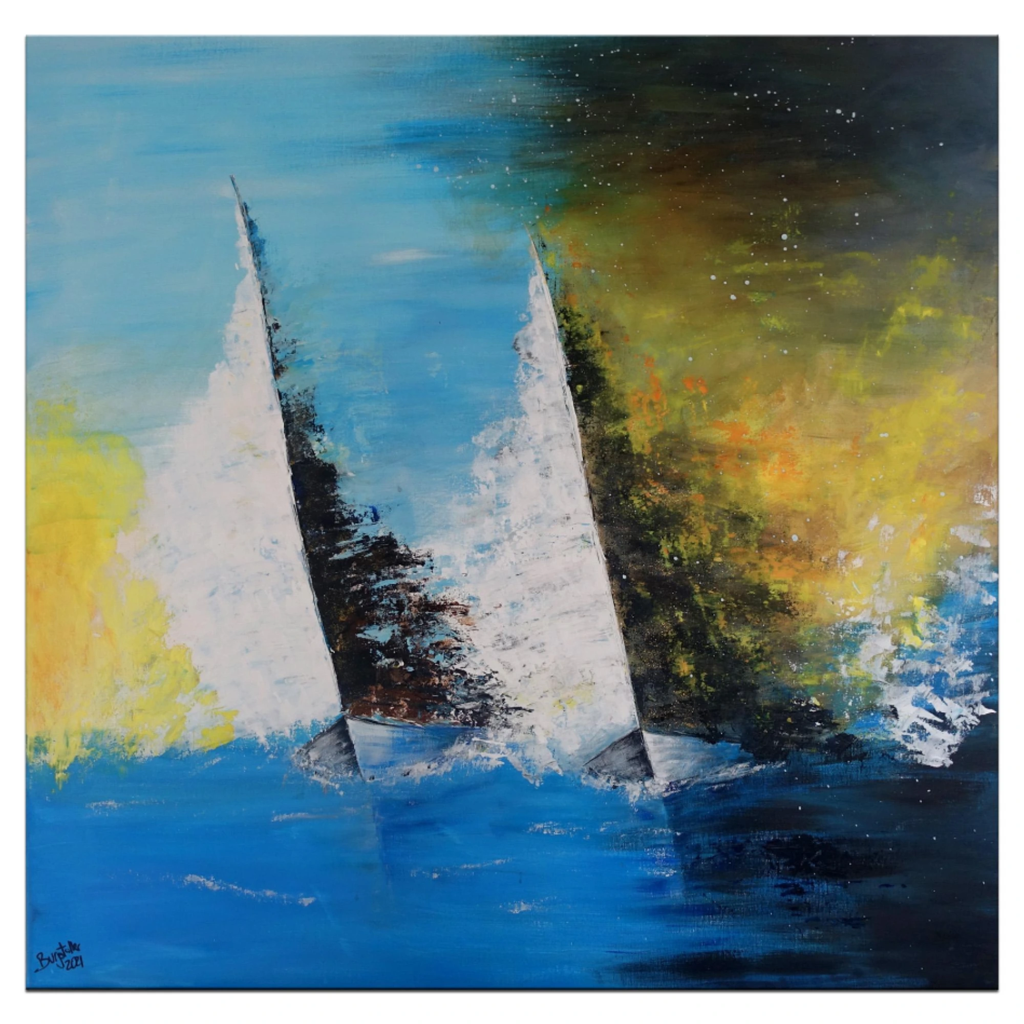 Feuersegler Wandbild Segelboote Regatta Maritim abstrakt Kunstbild