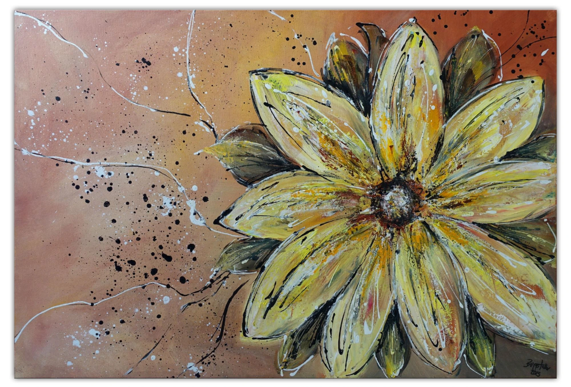 Flower Floral abstraktes Blumenbild Kunstbild Leinwand handgemalt Acrylmalerei