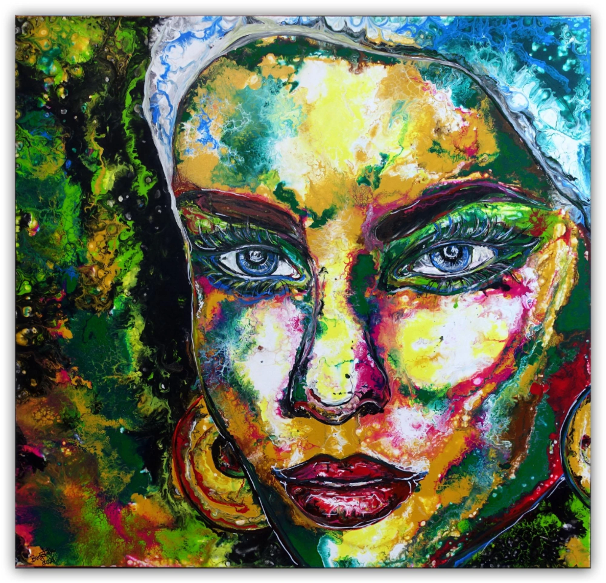 Francois Frauen Gesicht Abstrakte moderne Porträt Malerei Leinwandbild Acryl Bild Gemälde 