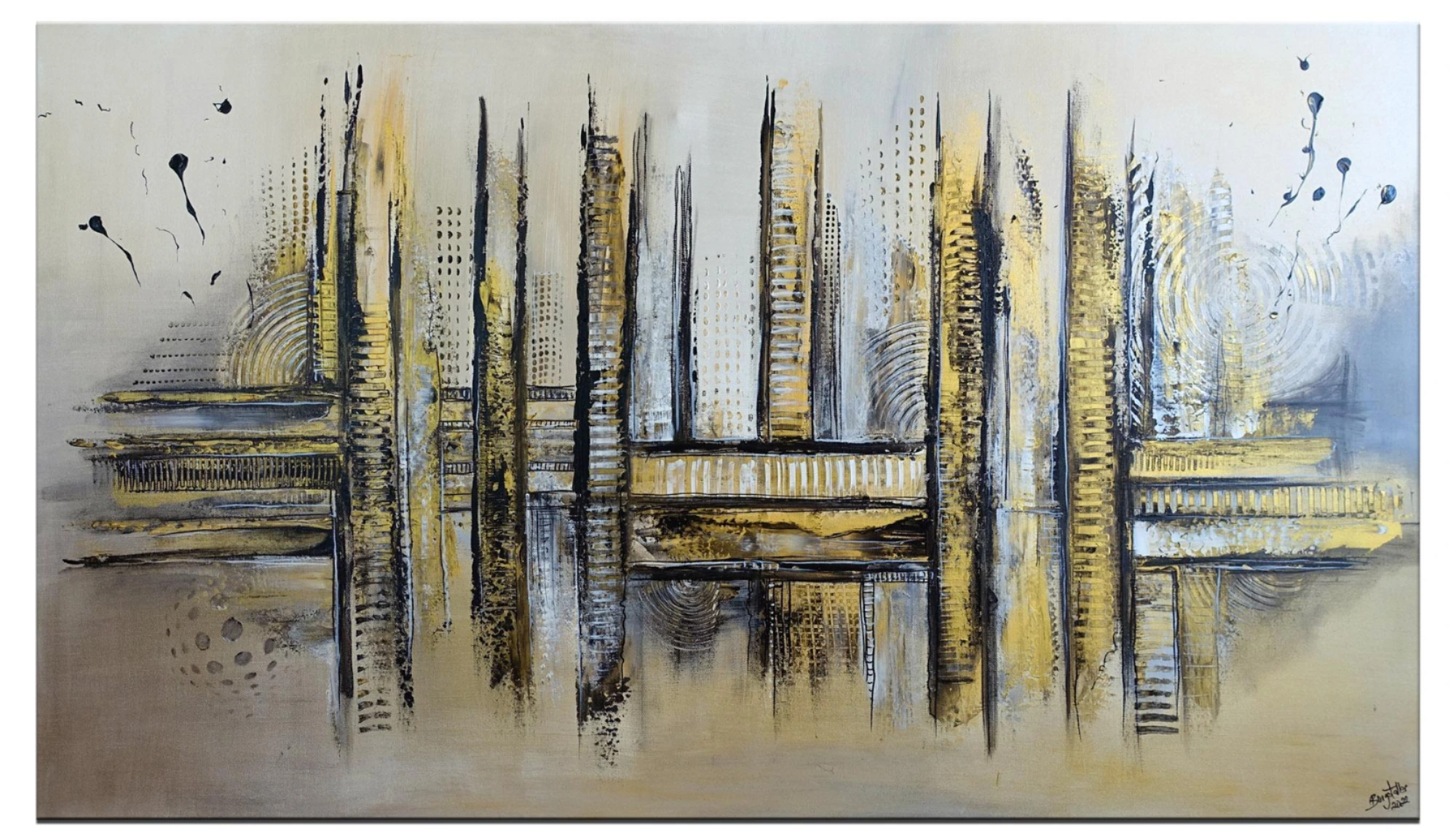 Goldfund Abstraktes Wandbild silber gold Malerei Kunstbild Unikat handgemalt