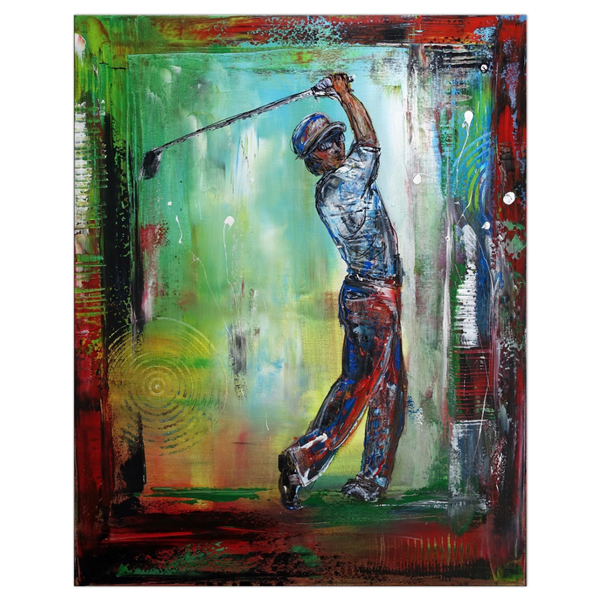 Golfer Abschlag Golfbilder Golfspieler Wandbild Acrylbild Modernes Gemälde Kunst Bild 