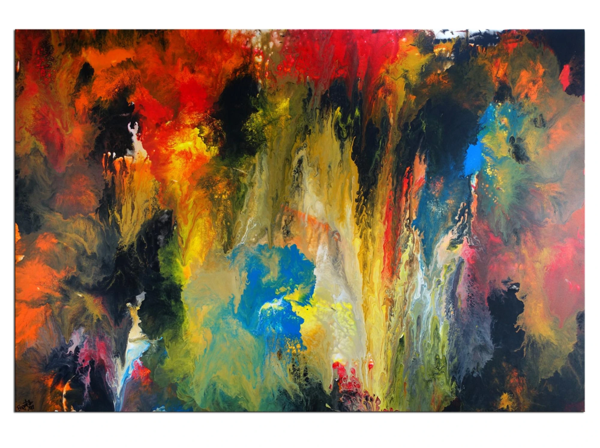 Höhlenreich abstraktes Wandbild XXL orange rot Kunst Bild Original Gemälde handgemalt