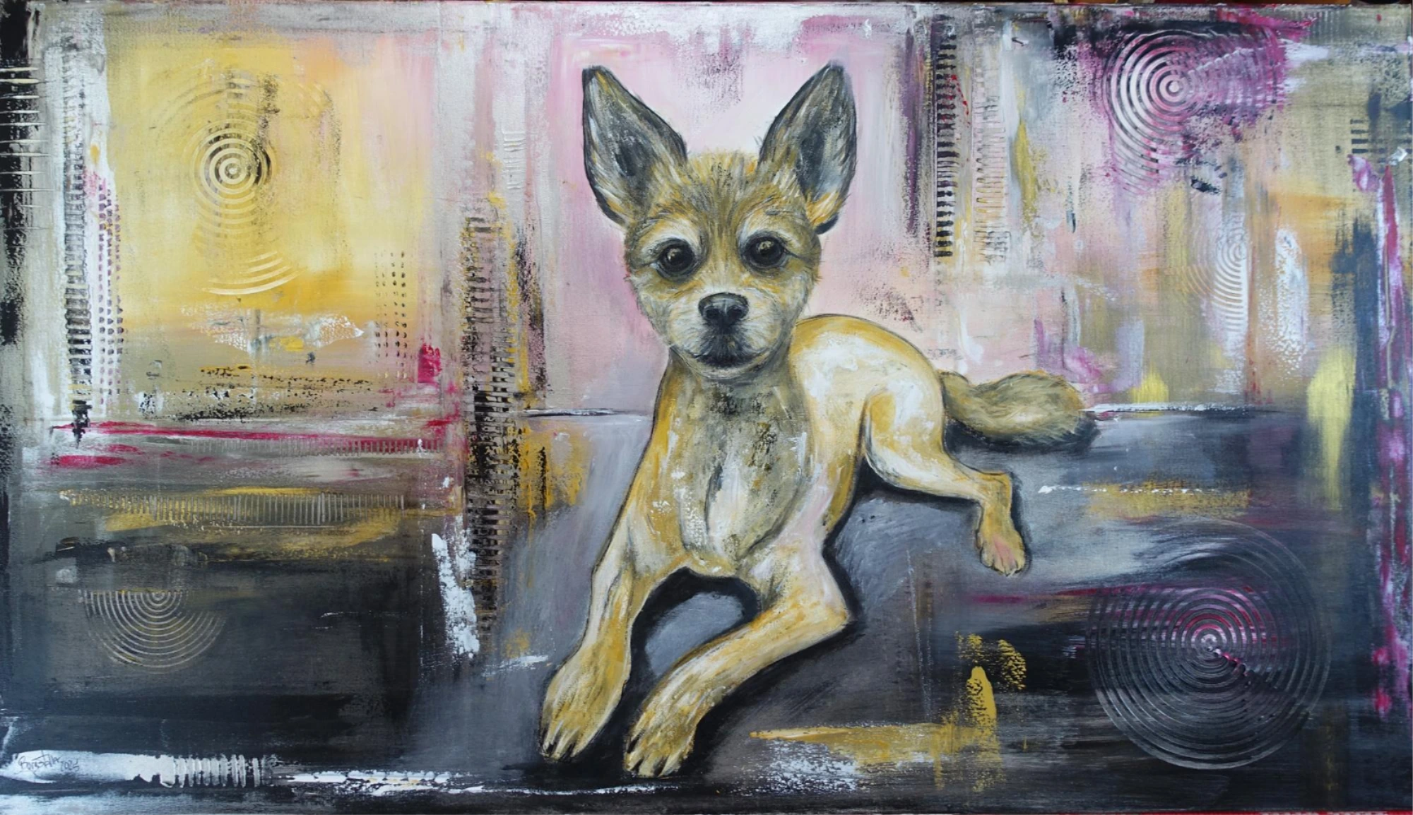 King Hundeporträt Hundebild gemalt moderne Tiermalerei Wandkunst