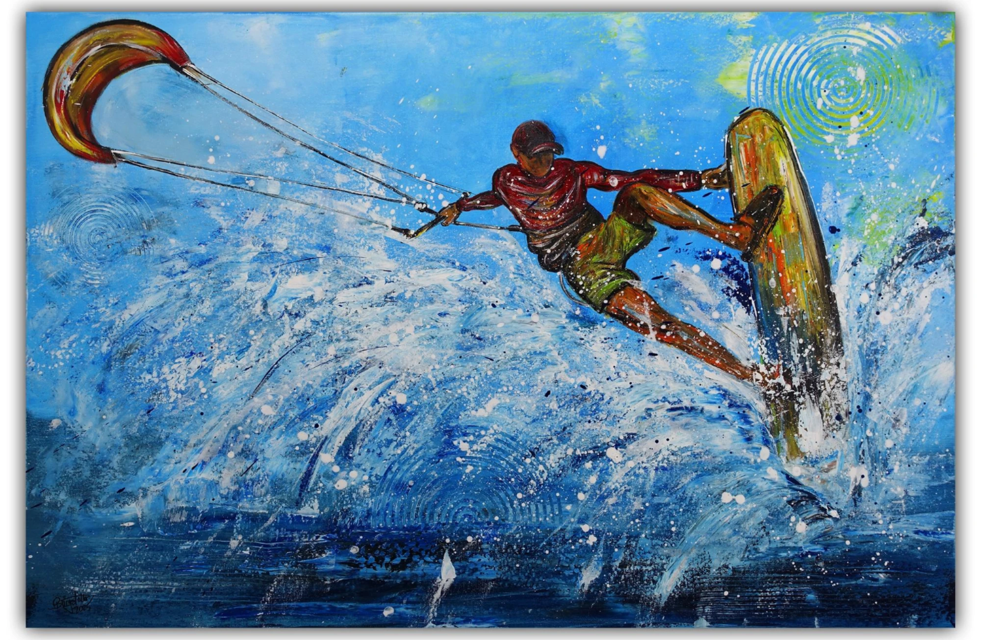 Kitsurfer 2 - Sportgemälde Sportmalerei Surferbild handgemaltes Wandbild