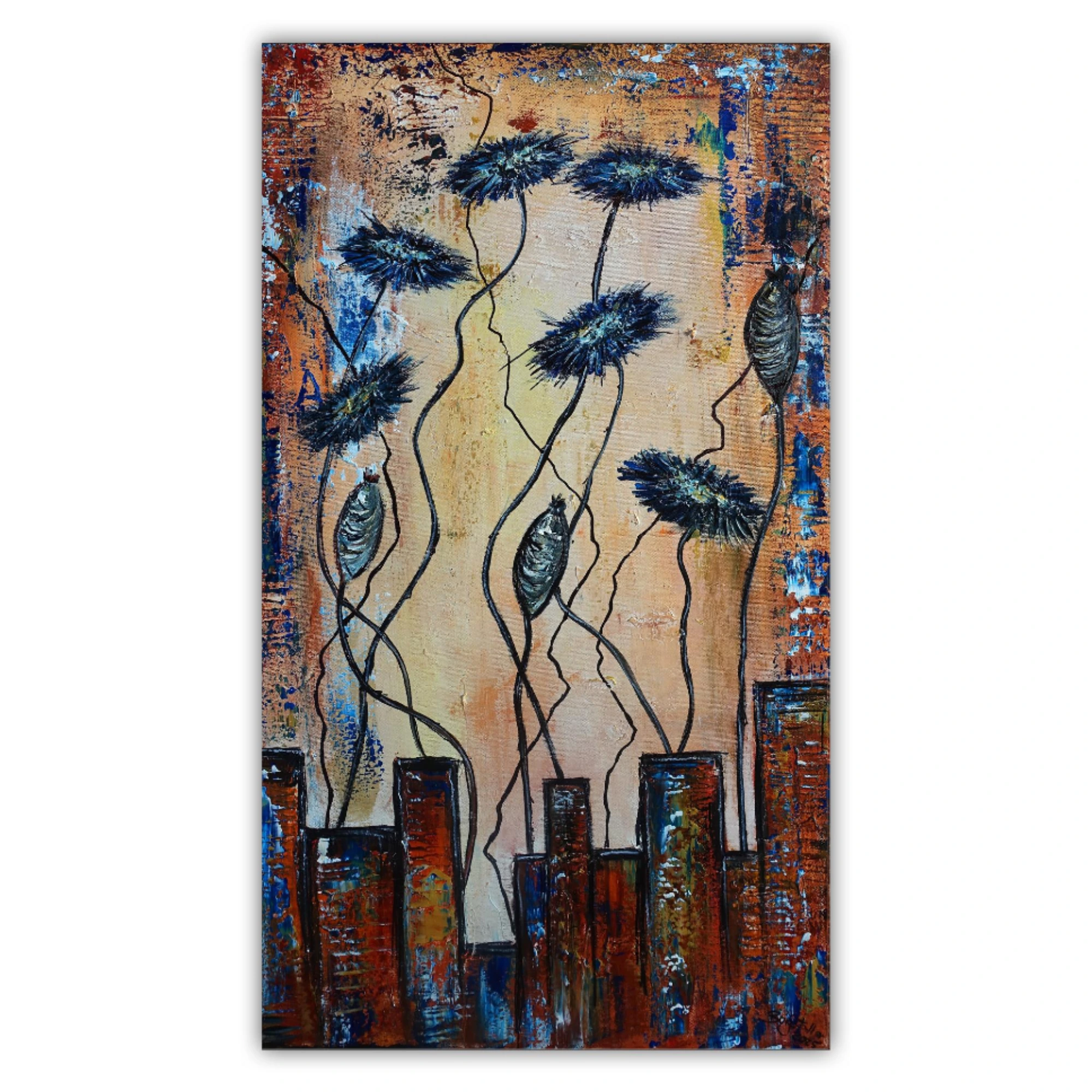 Kornblumen Gemälde abstraktes Kunstbild modern gemalt