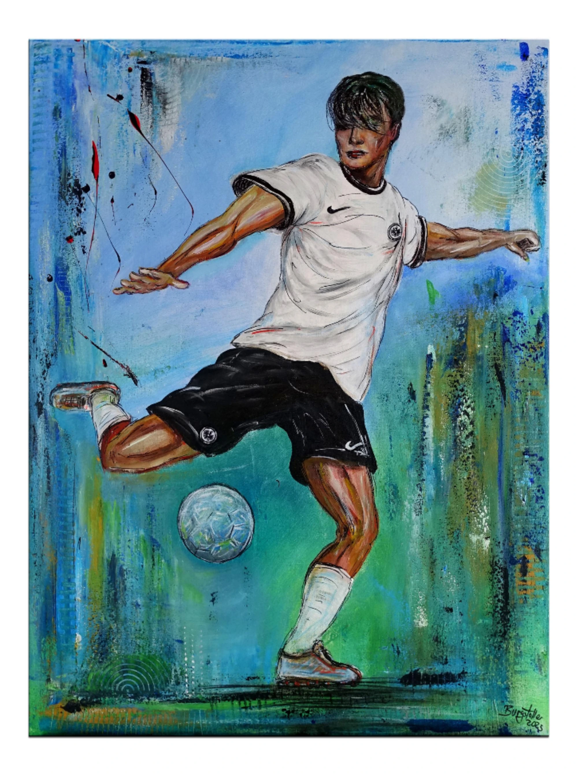 Leinwandbild Fußballspieler Eintracht Frankfurt Malerei Gemälde Wandkunst Sportbilder 