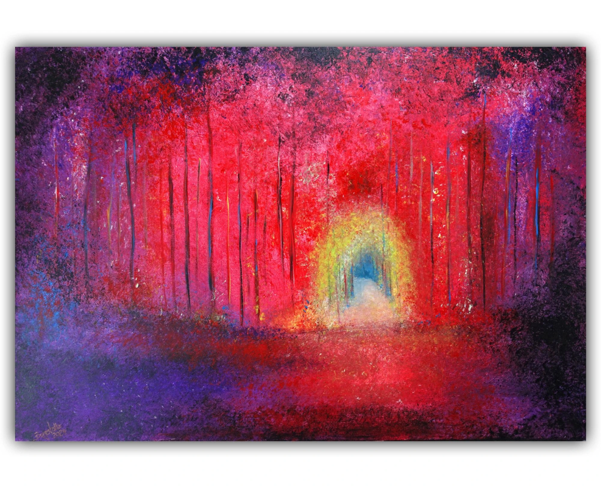 Leuchten der Stille abstrakte Kunst Malerei rot lila Original Gemälde Licht