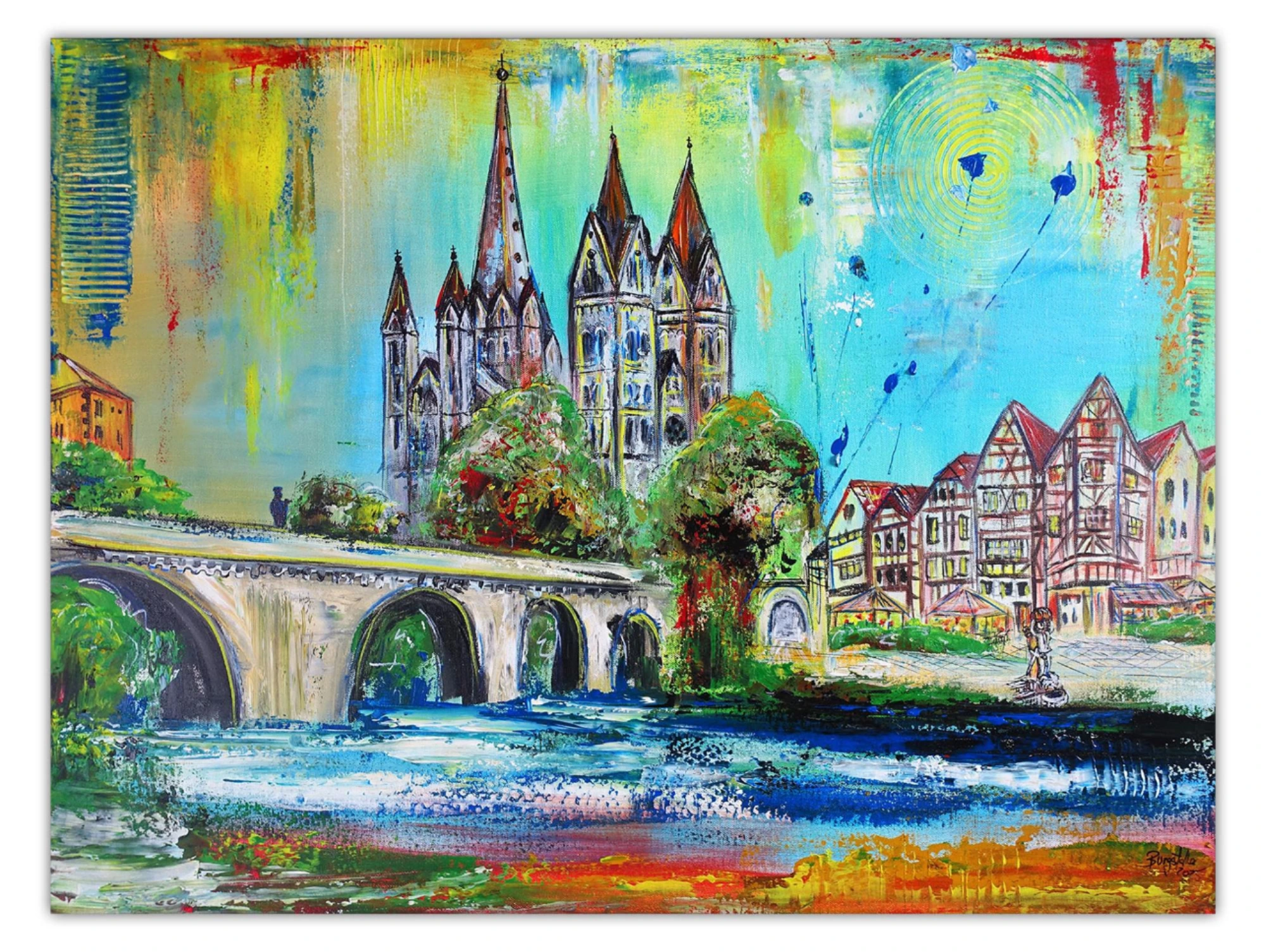 Limburg Stadtgemälde Stadtbild handgemalt modern