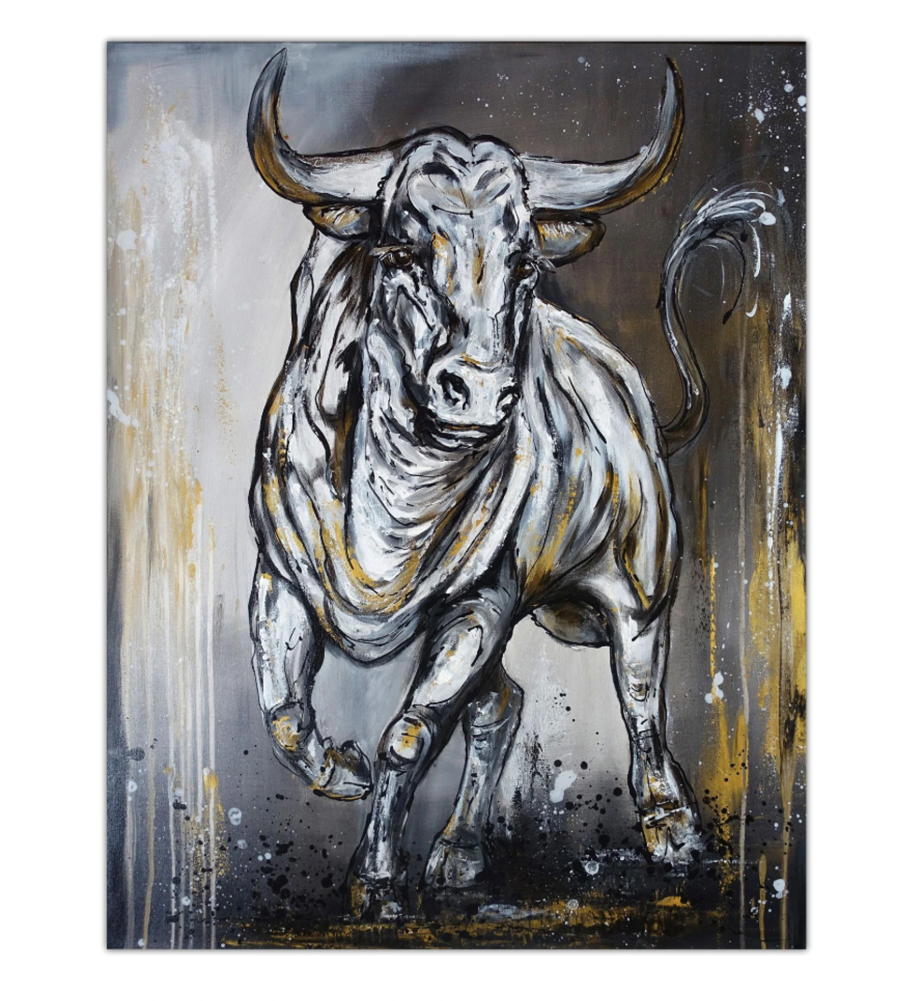 Luis der I Stiergemälde handgemalt Original Bild Acryl Leinwand