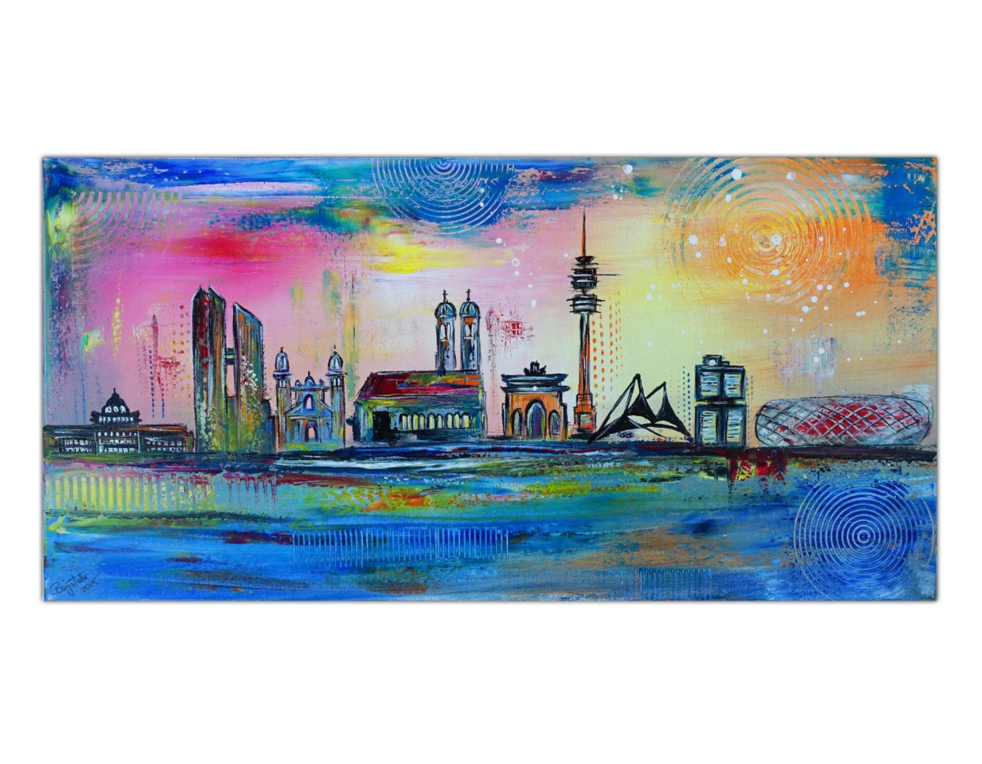 München Bild Gemälde Frauenkirche Allianz Arena Leinwandbild