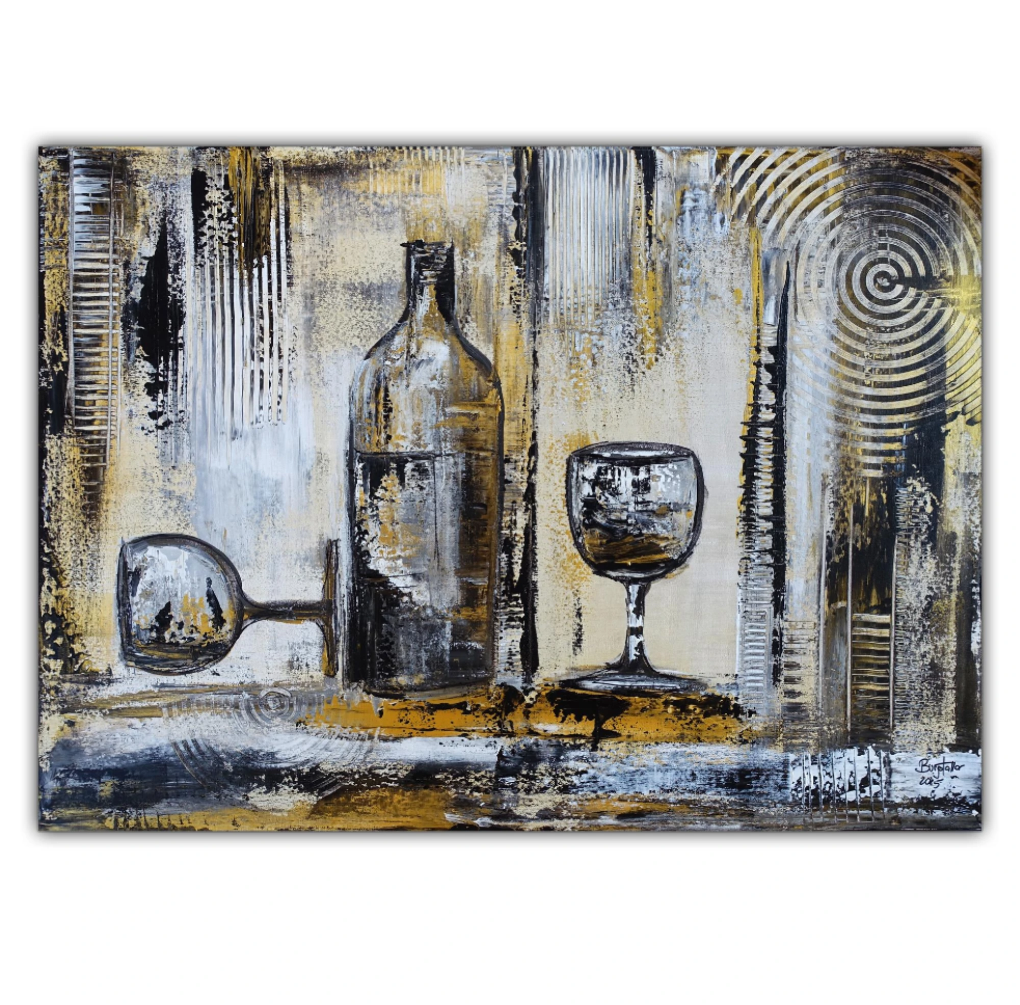 Prosit Weingemälde Weinbild mit Gläser Acrylbild Leinwandbild