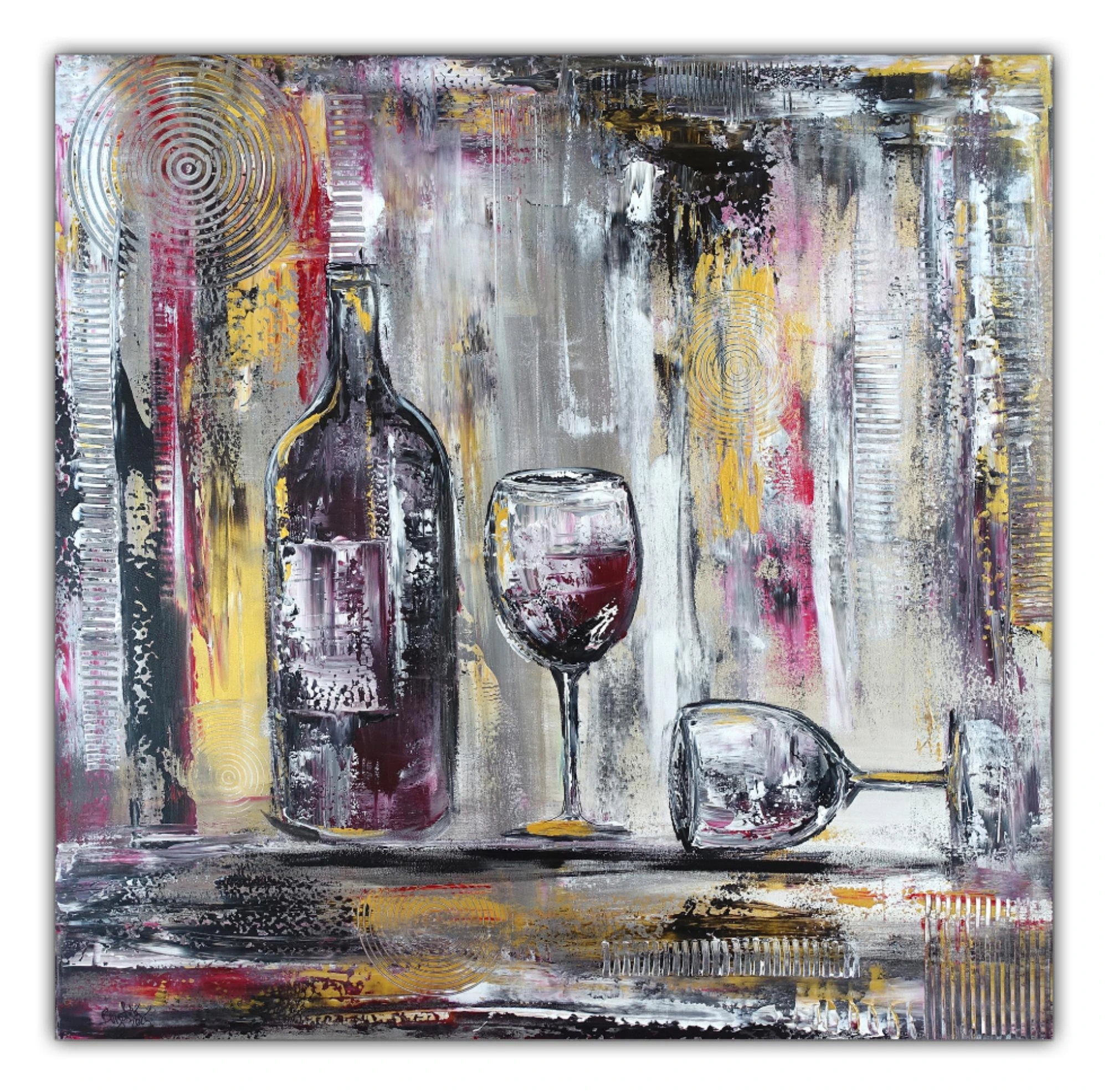 Saluti Original Wein Gemälde Weinbild gemalt Stillleben abstrakt