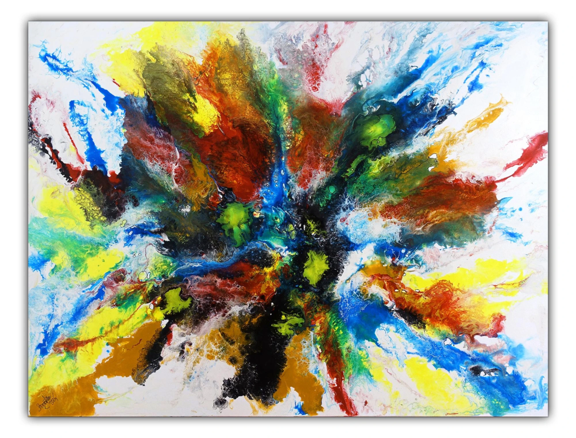 Splash abstraktes Fluid Art Pouring Gemälde moderne Kunstmalerei