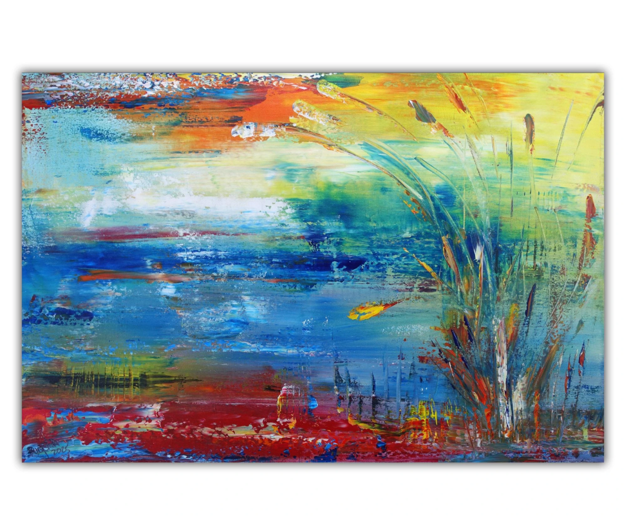 Unterwasserwelt abstrakte Landschaftsmalerei blau rot abstraktes Acrylbild modern