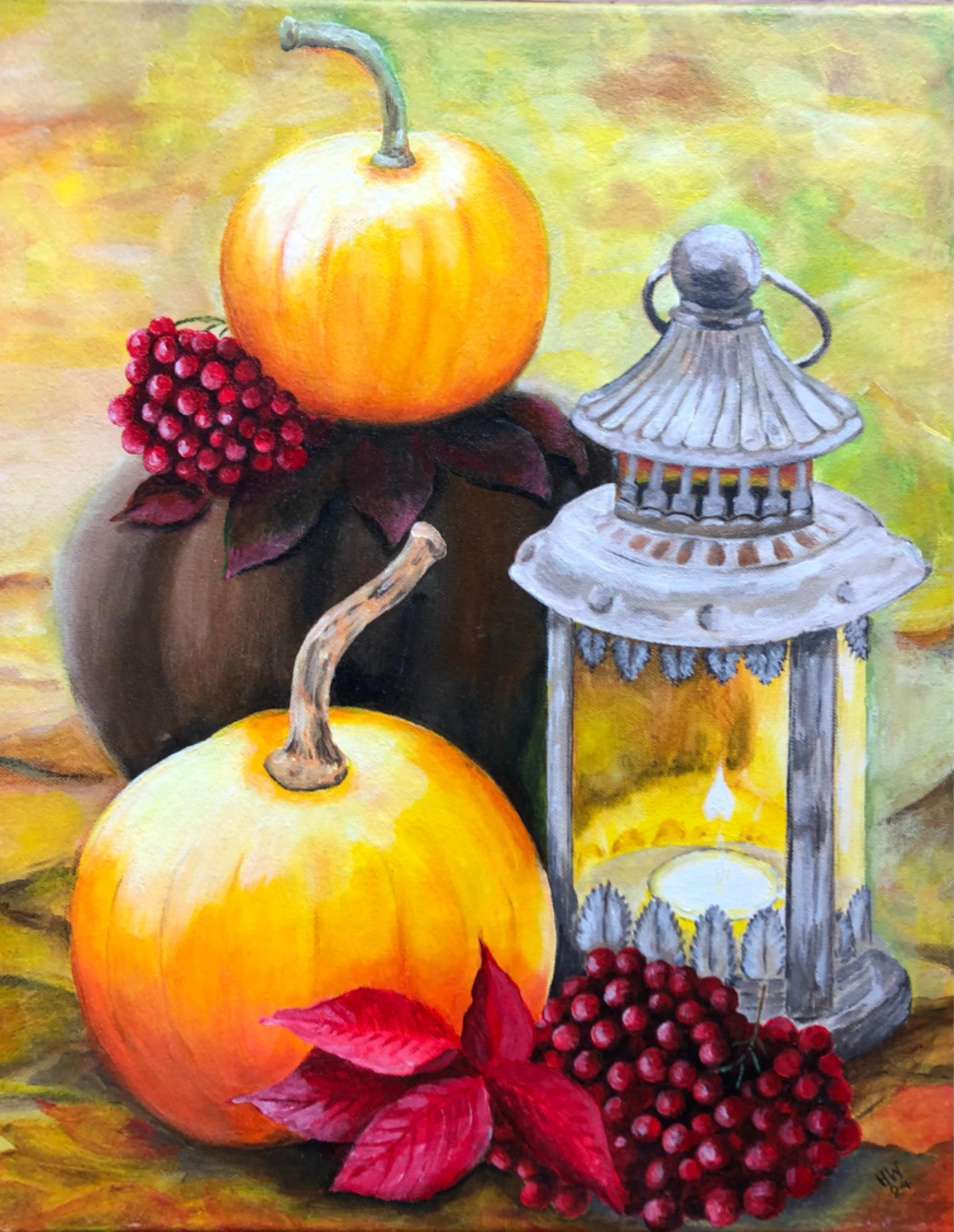 Kürbise und Lampe