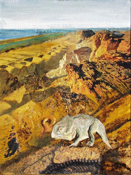 Desert Mountains with Prehistorical Animal