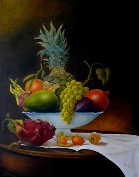 Exotis fruits on my desk /Painting in private property