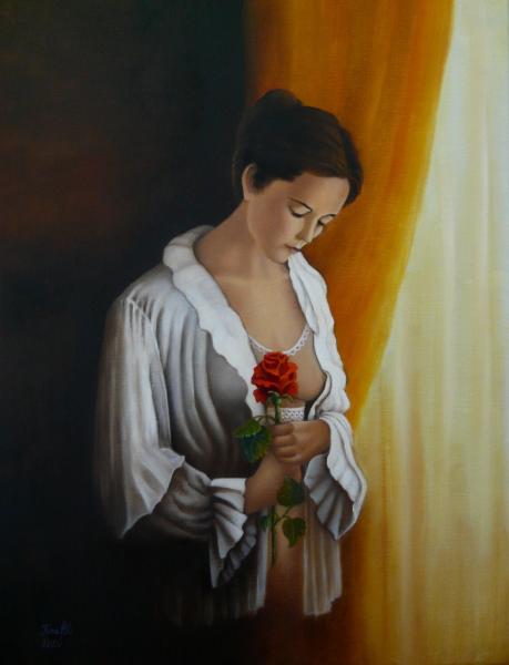 Title: Just a rose remains..... painting in oil on canvas