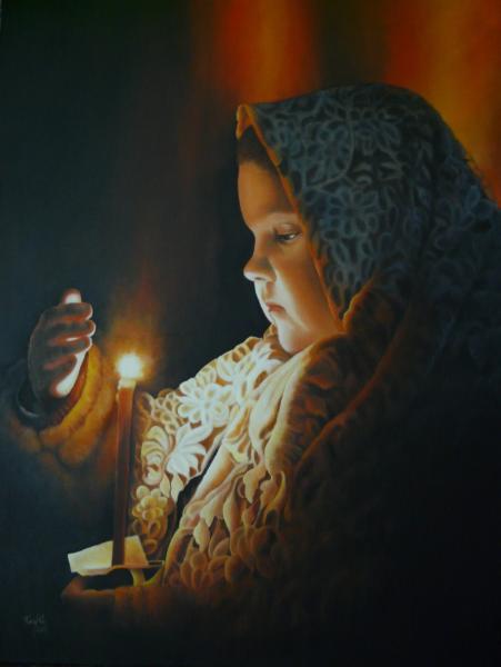 Small Girl Holding a Candle