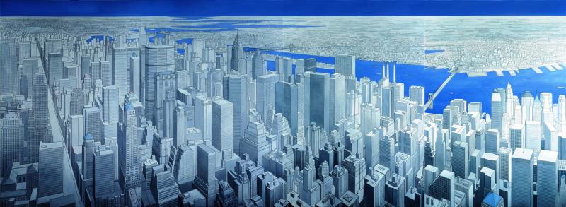 New York City(Triptych, 1997), oil on canvas, 220 x 600 cm  -    
Cityscape of New York.