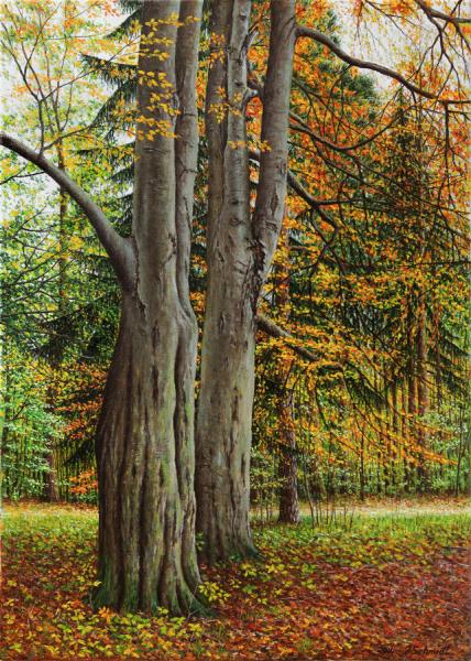 "Herbstlicher Park", 2014, Öl, Leinwand, unikat, datiert, signiert