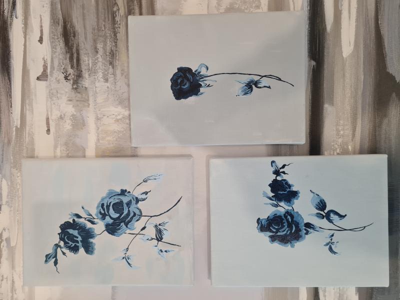 Blaue Rosen (je 18 x 24)