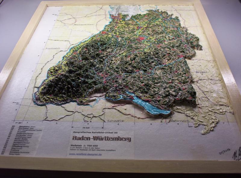 Baden-Württemberg. Reliefbild eines Deutschen Bundeslandes