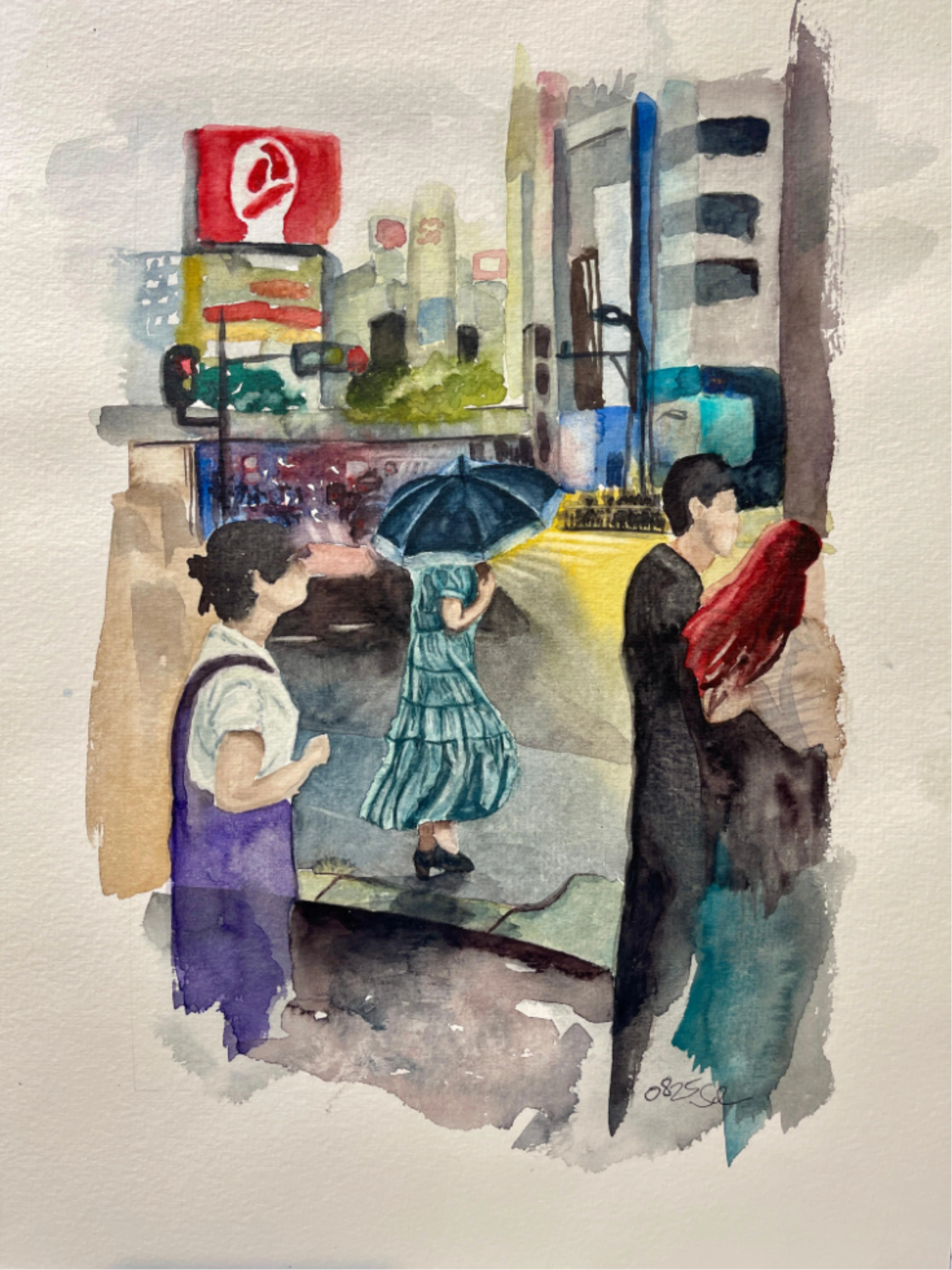 Aquarell Frau mit Regenschirm Surkow art 
Künstler Paul Surkow