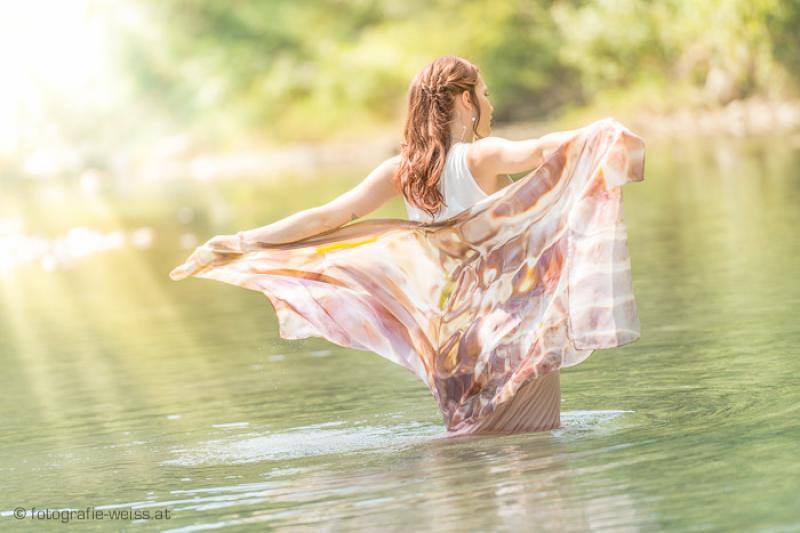 Wasserfotografie "Seelenschmeichler" bedruckt auf Seidenschal